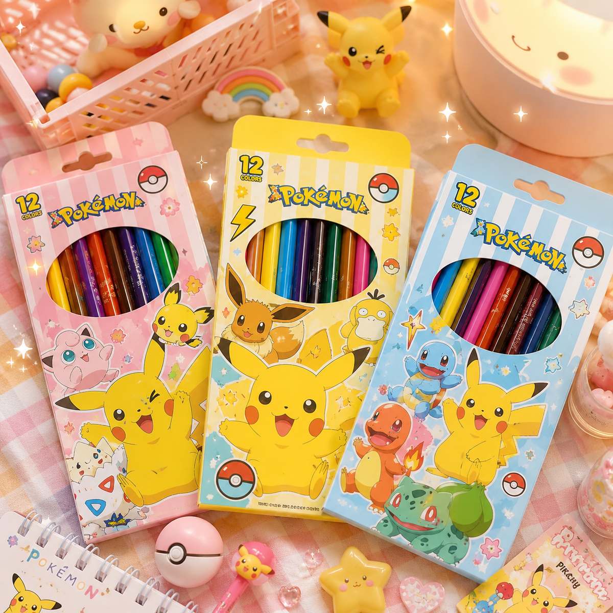 Pokémon Pikachu Edition 12-Color Pencil Set | Kawaii Stationery