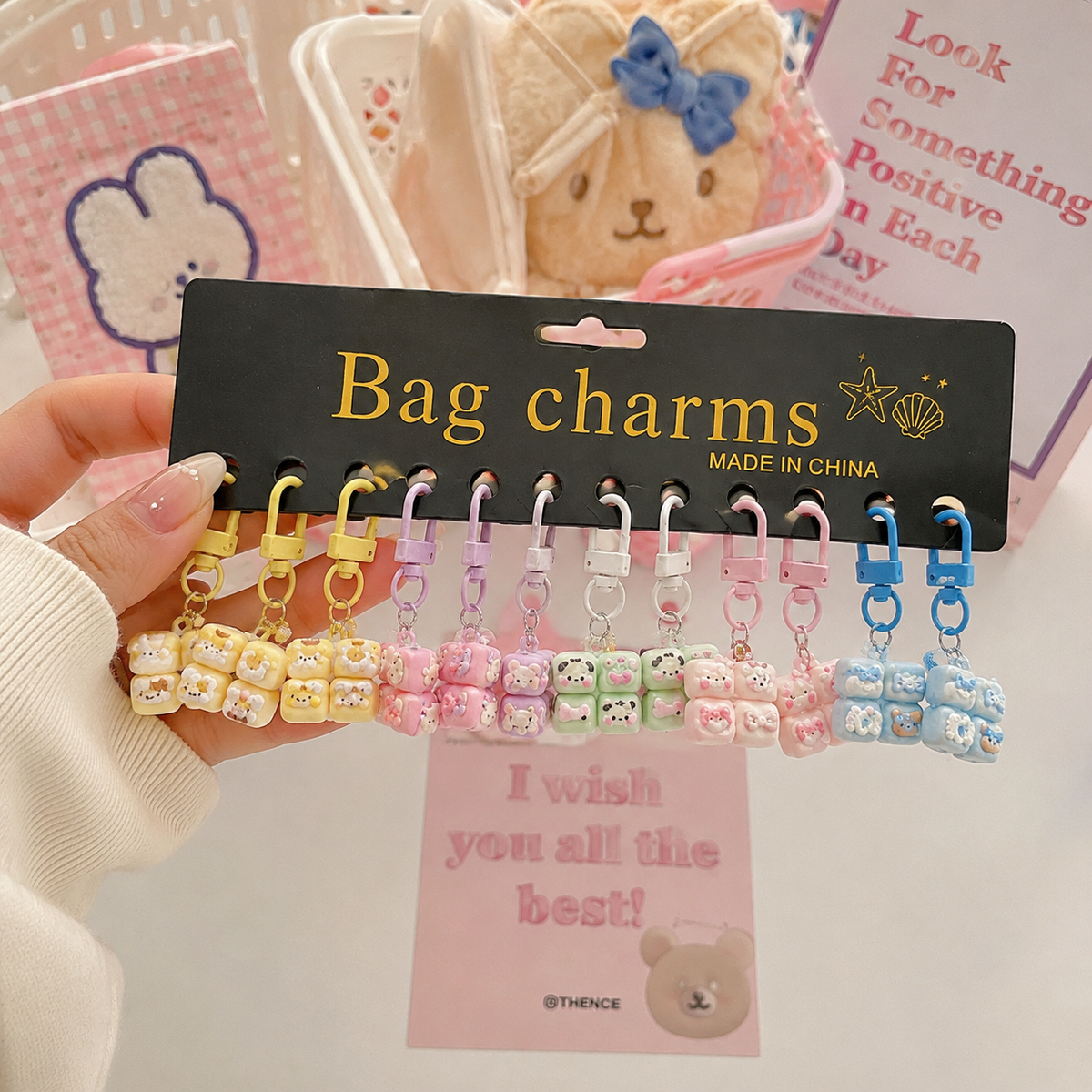 Sanrio Blocks Edition Zip Charm | Kawaii Pastel Cube Bag Charm