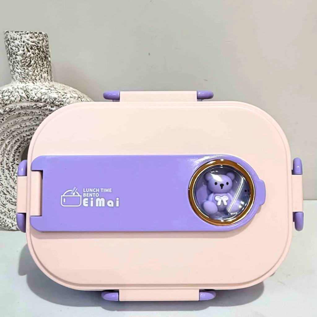 3D Lavender Teddy Lunch Box for Kids & Adults
