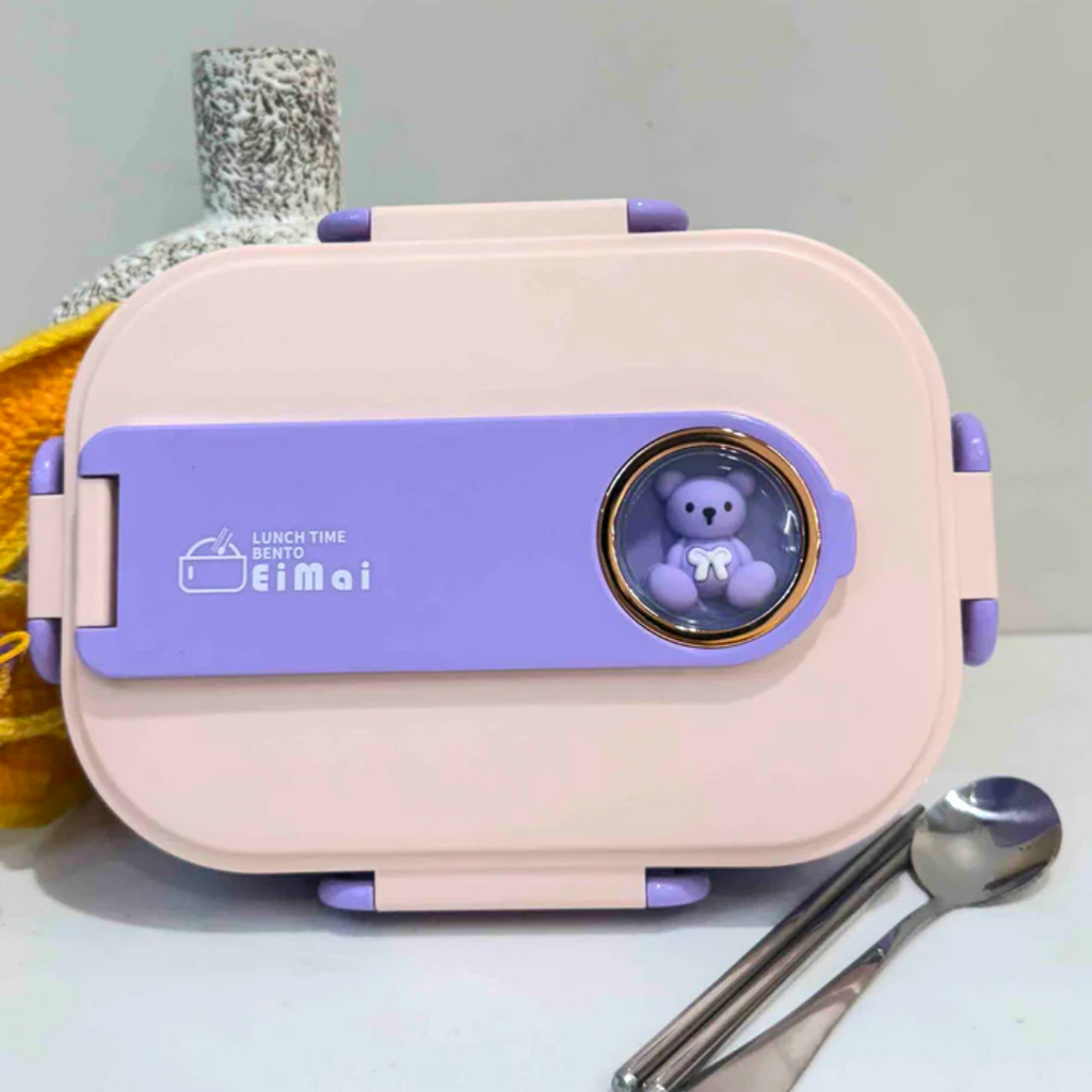 3D Lavender Teddy Lunch Box for Kids & Adults
