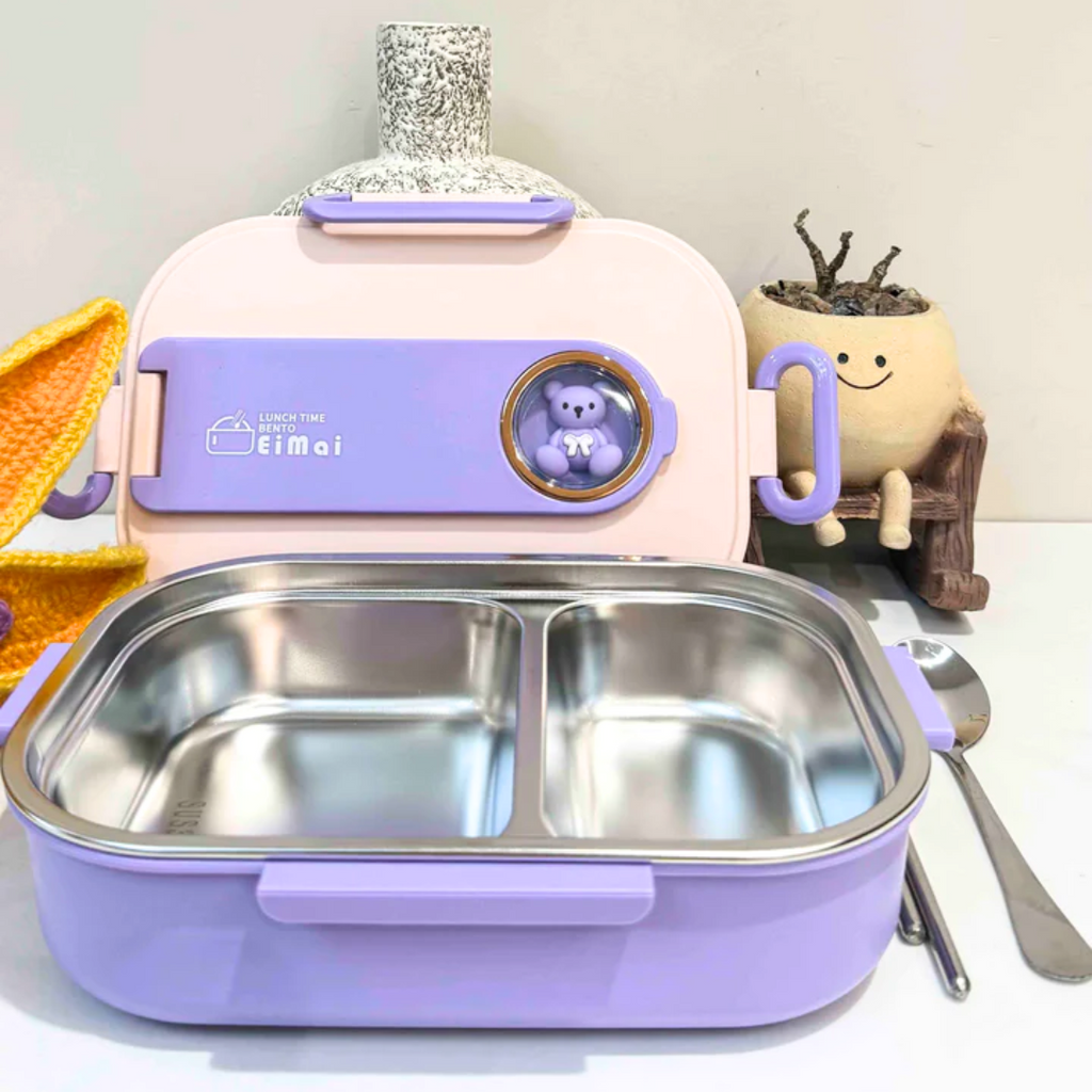 3D Lavender Teddy Lunch Box for Kids & Adults