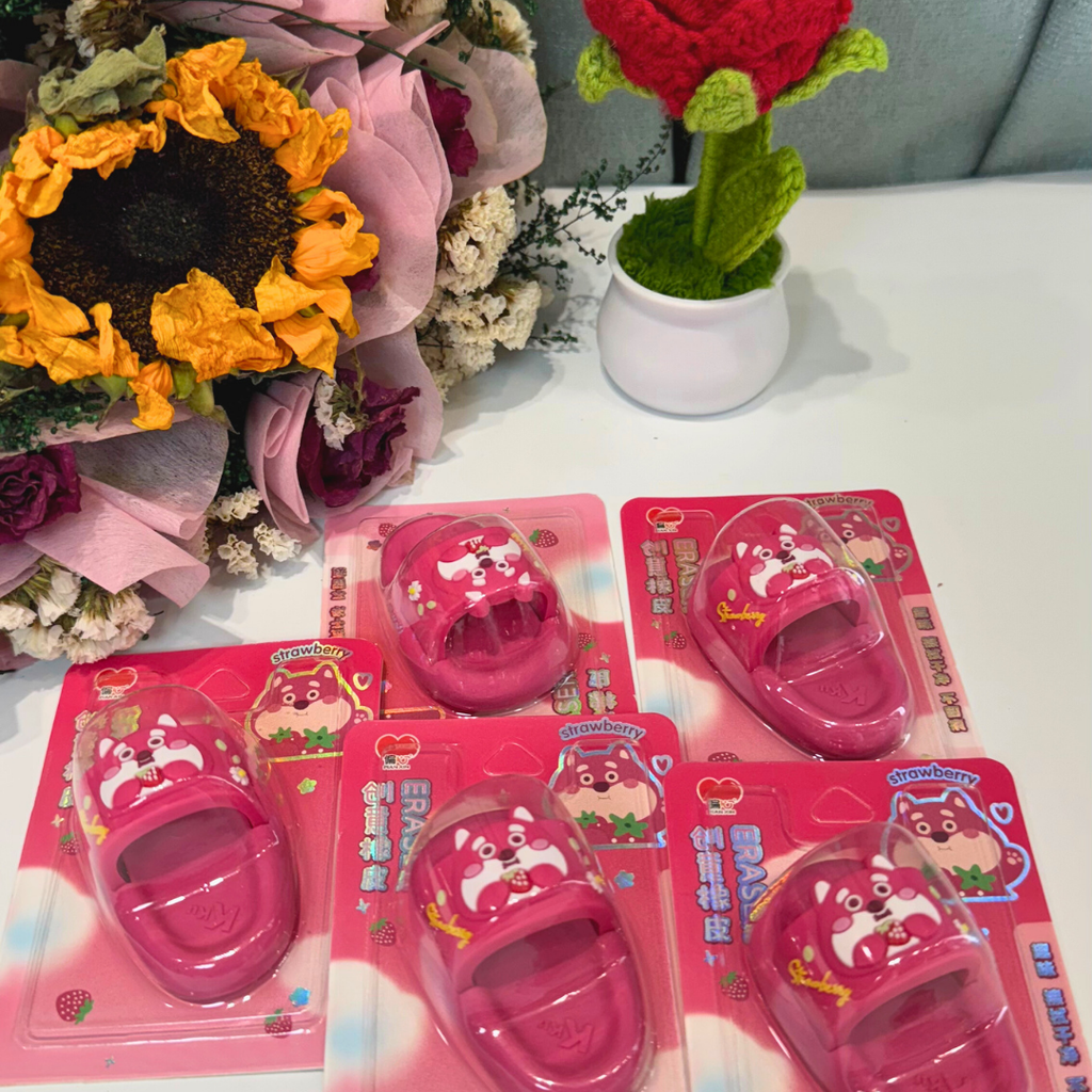 Cute Pink Bear Design Slipper Eraser