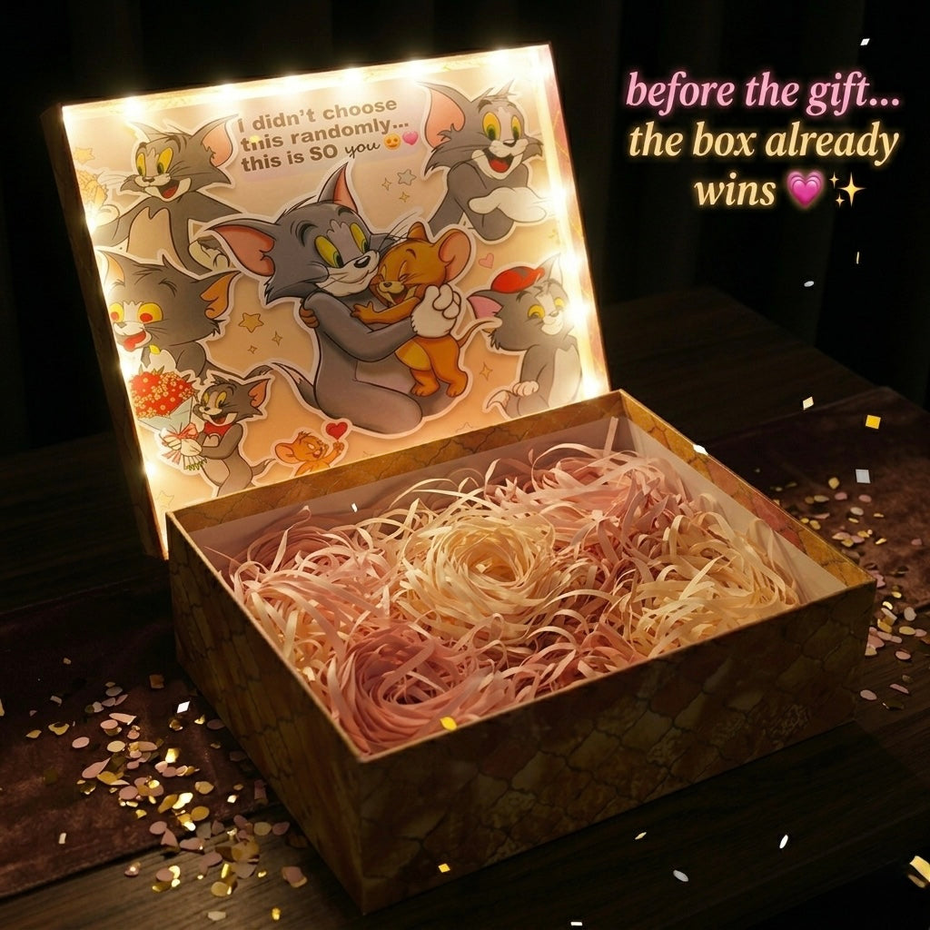 Tom & Jerry LED Premium Gift Box | Kawaii Light-Up Gift Packaging | Em ...