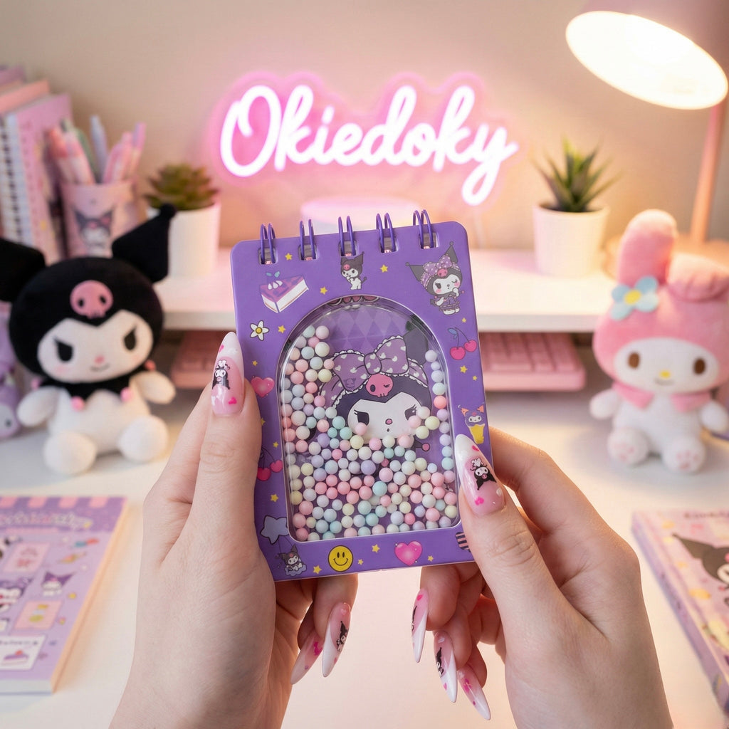 Kuromi Mini Spiral Shaker notebook – Okiedoky
