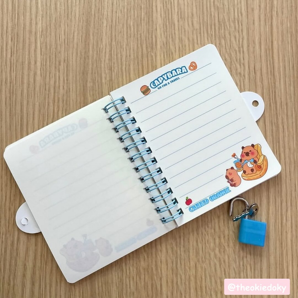 Cute Capybara Notebooks With Lock & Key