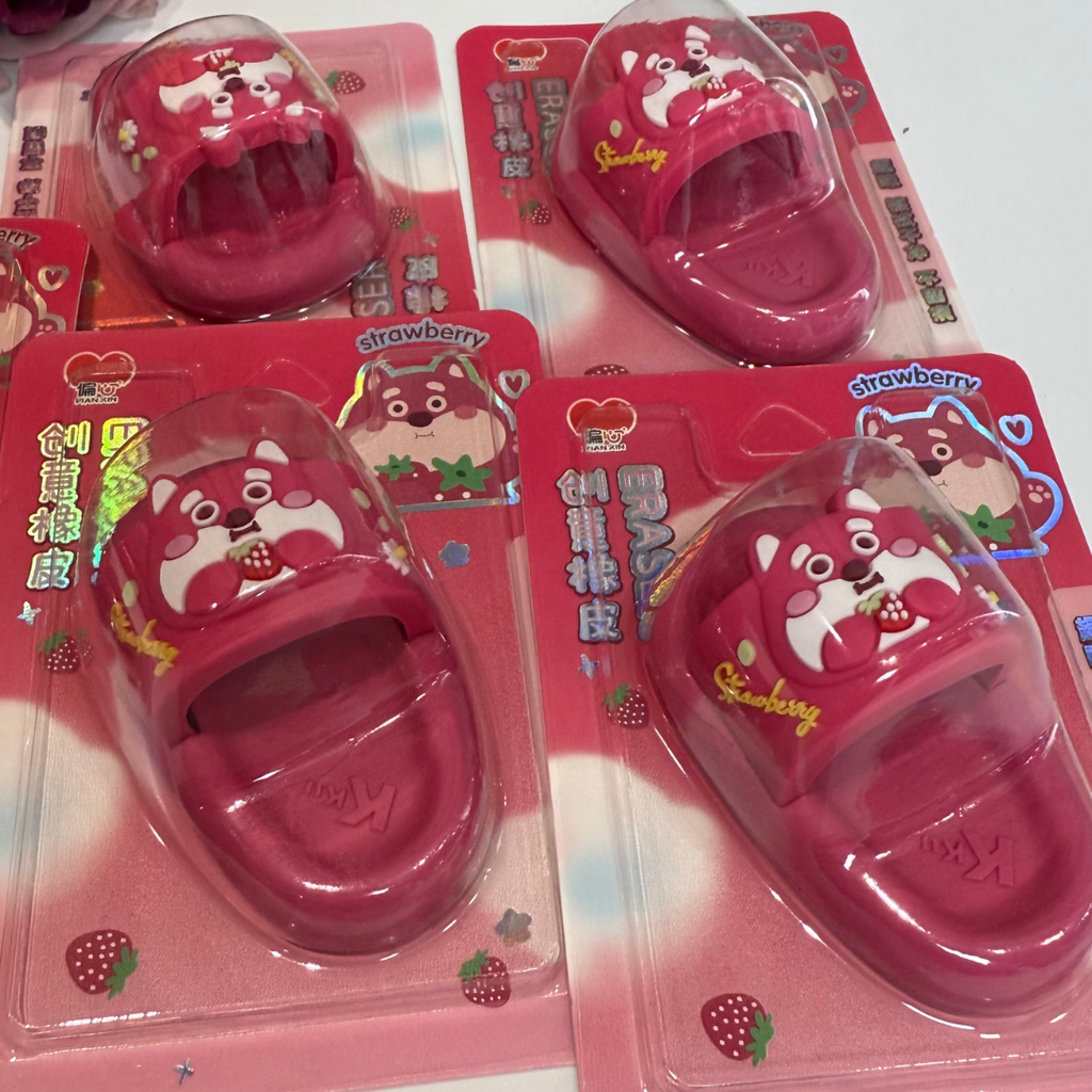 Cute Pink Bear Design Slipper Eraser