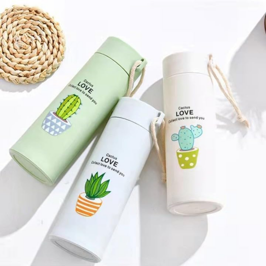 Love Cactus Glass Bottle